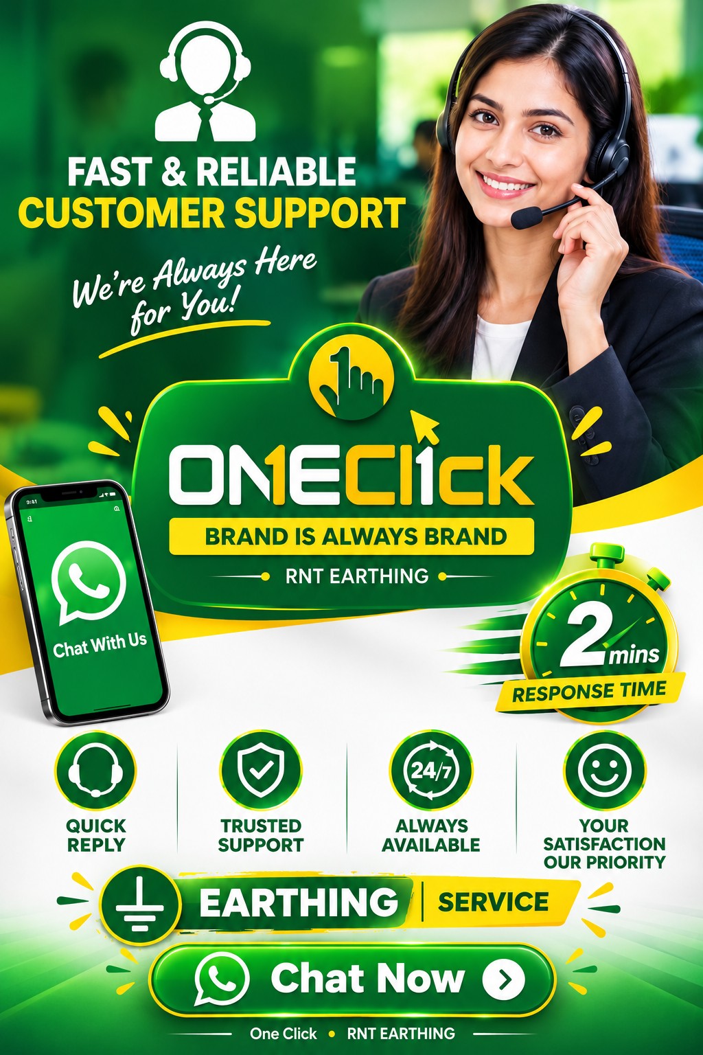 RNT Earthing customer support and earthing service poster